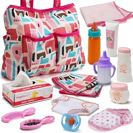 Baby Doll Accessories Set - Baby Doll Feeding and Caring Set with Bottles &amp; Paci