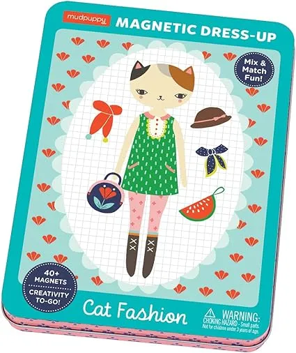 Mudpuppy Cat Fashion Magnetic Figures, 6 x 8 x 1",for 72 months to 120 months