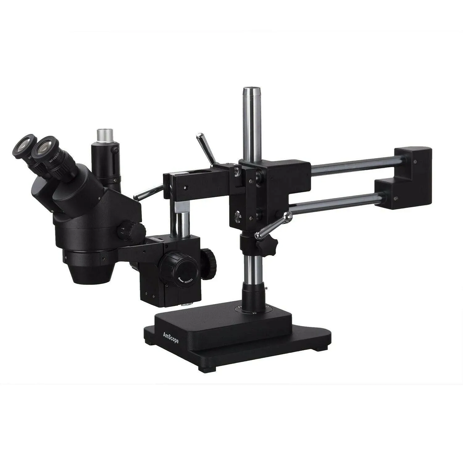 AmScope - 3.5X-180X Trinocular Stereo Zoom Microscope with Black Double Arm Boom Stand - SM-4TZZ-B