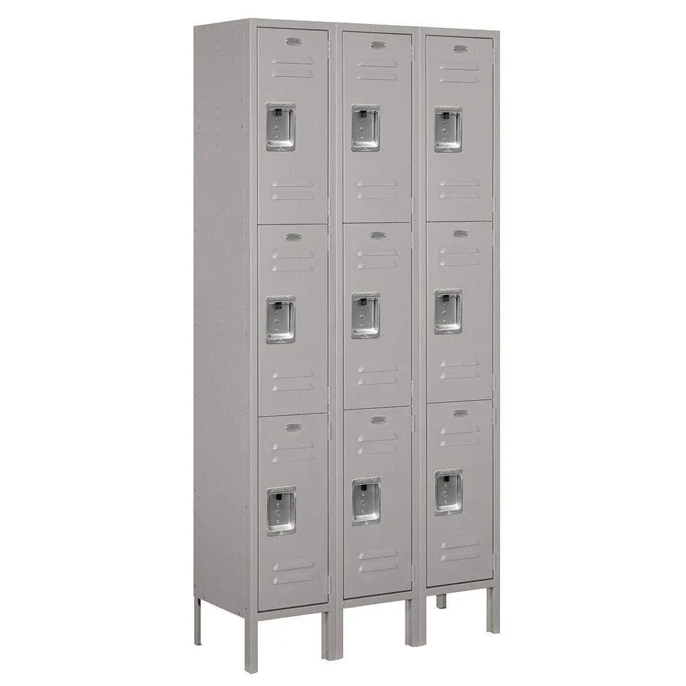 Salsbury Industries 3 Tier 3 Wide Employee Locker, Gray