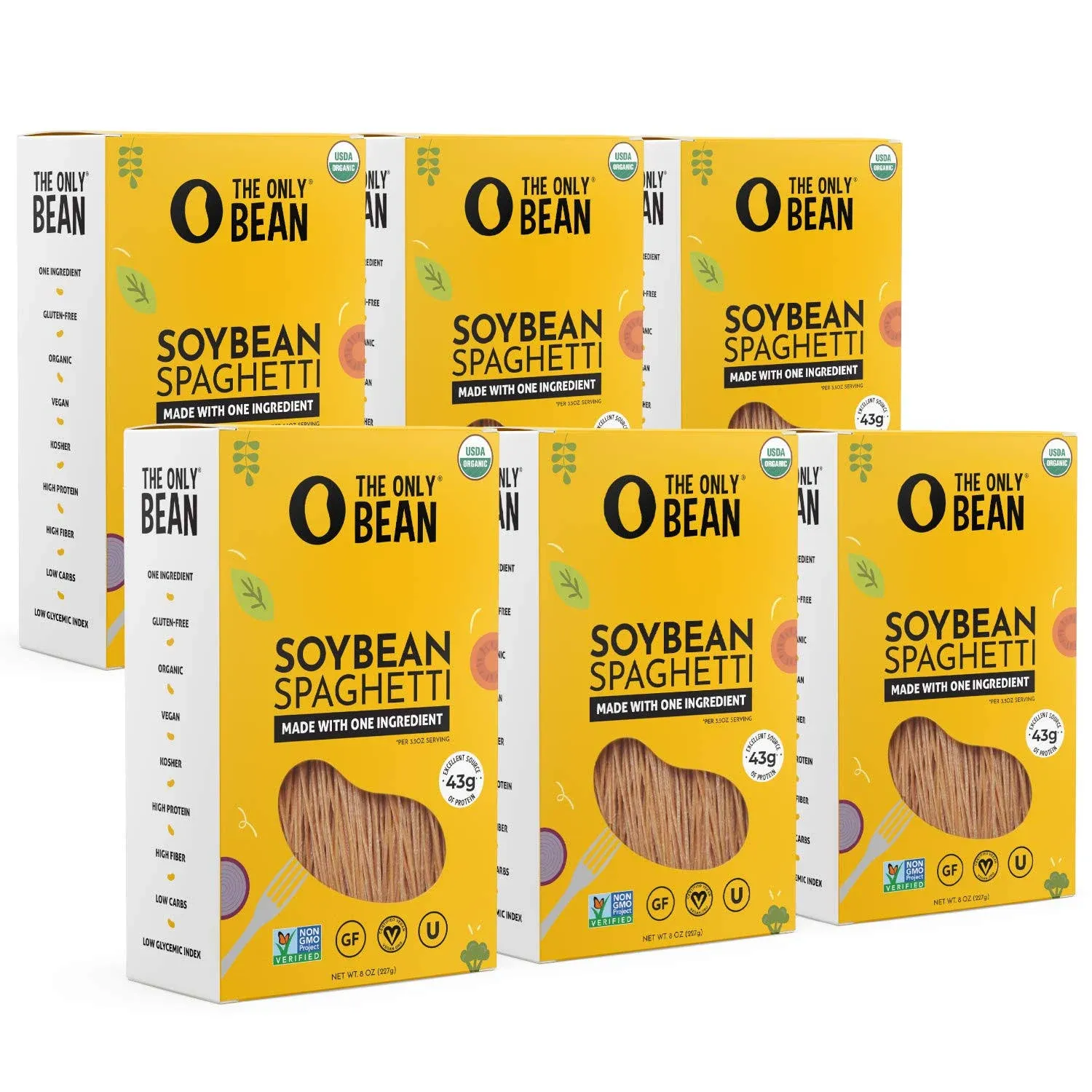 The Only Bean - Organic Soy Bean Spaghetti Pasta - High Protein Keto Friendly...