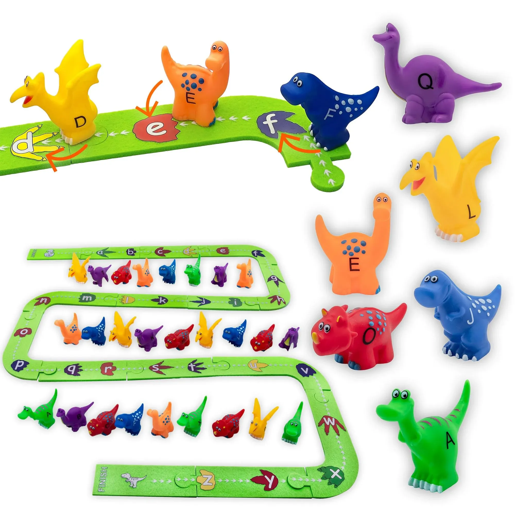 Skoolzy Dinosaur Alphabet Puzzle Track - Educational Toy for Kids Ages 3-5 - ABC Learning Game