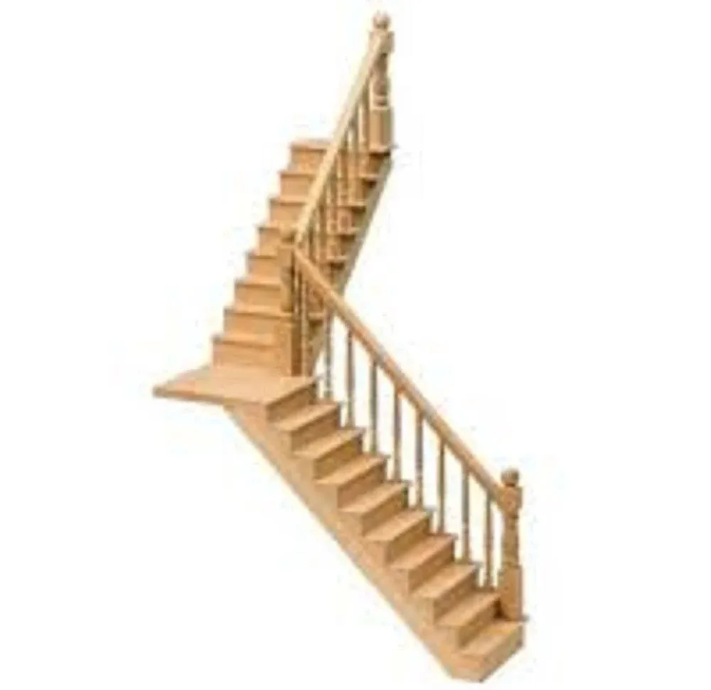 Dolls House Straight or Angled Staircase &amp; Landing Kit Miniature DIY Wood Stairs