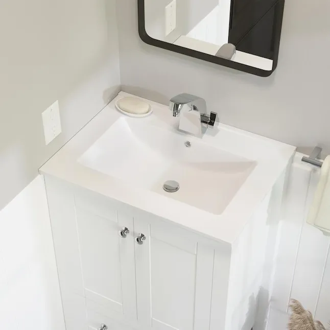 Swiss Madison Glossy White Ceramic Drop-In Rectangular Modern Bathroom Sink (18.5-in x 24-in)