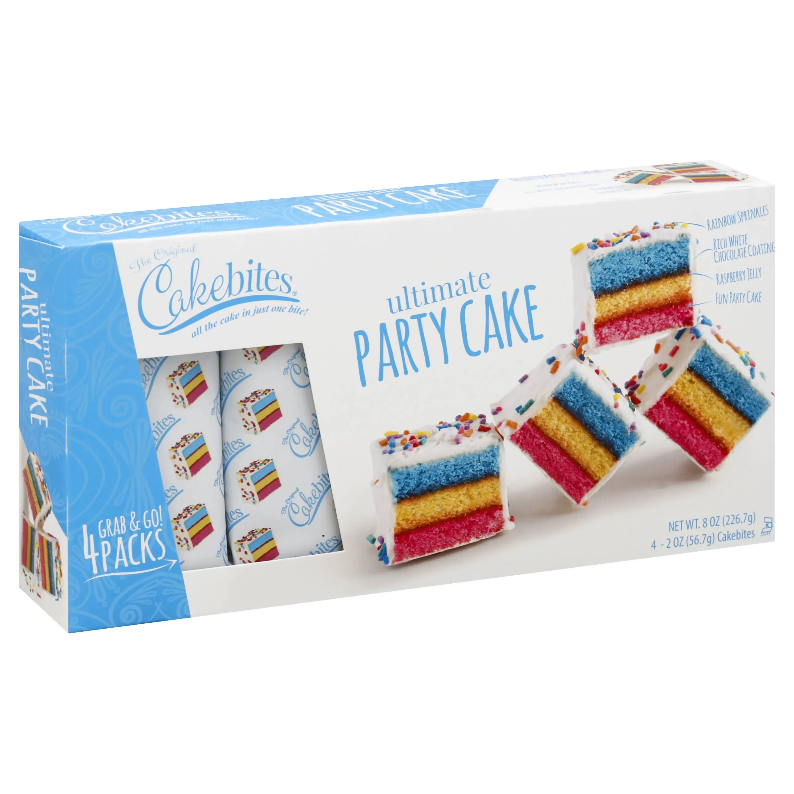 The Original Cakebites by Cookies United, Grab-and-Go Bite-Sized Snack, White Chocolate Italian Rainbow, 4 Pack of 3 Cake bites