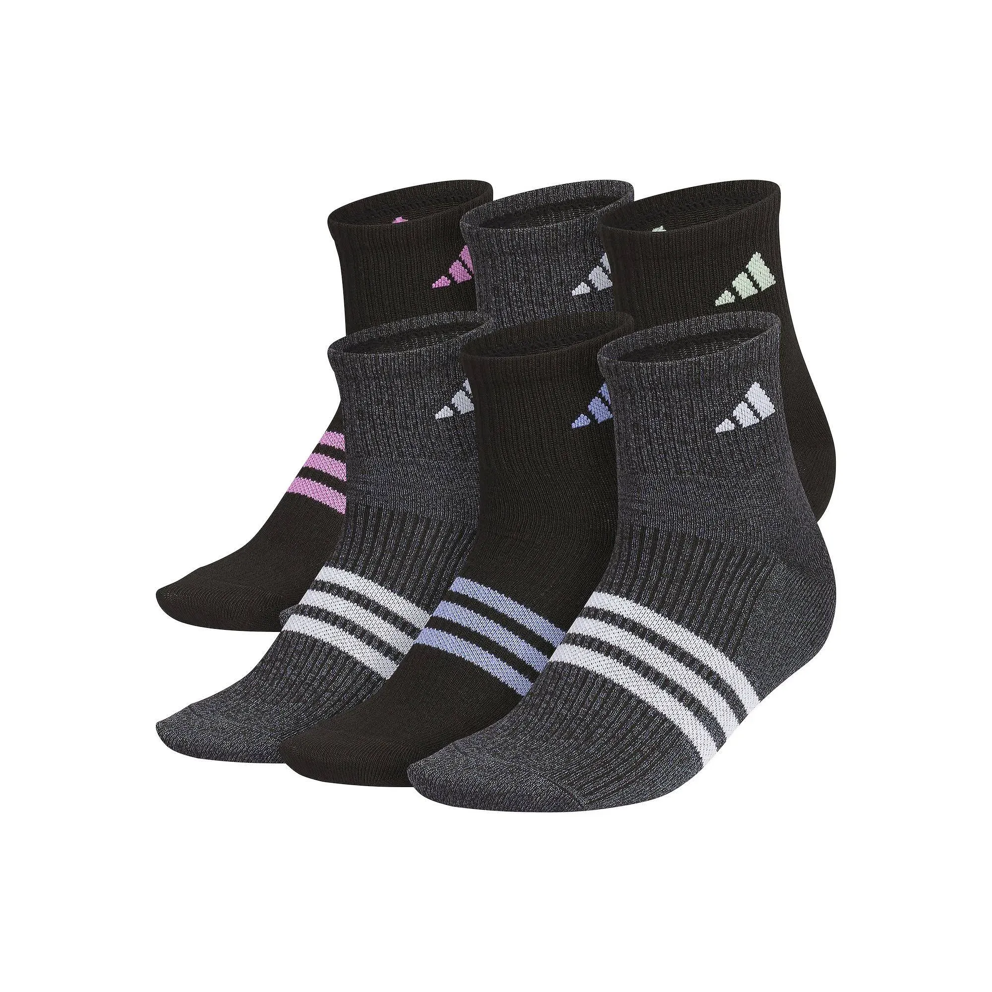 adidas womens Superlite 3.0 Quarter Athletic Socks (6-pair) With Targeted Padding and Arch Compression for All Day Comfort