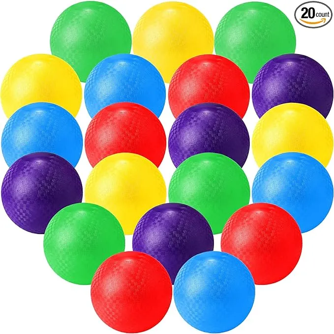 Macarrie 20 Pcs Playground Balls 6 Inches Dodgeball Kick Balls for Kids Adults Colorful Inflatable Balls Handballs Soccer Basketball Handball Games Camps Schools Outdoors