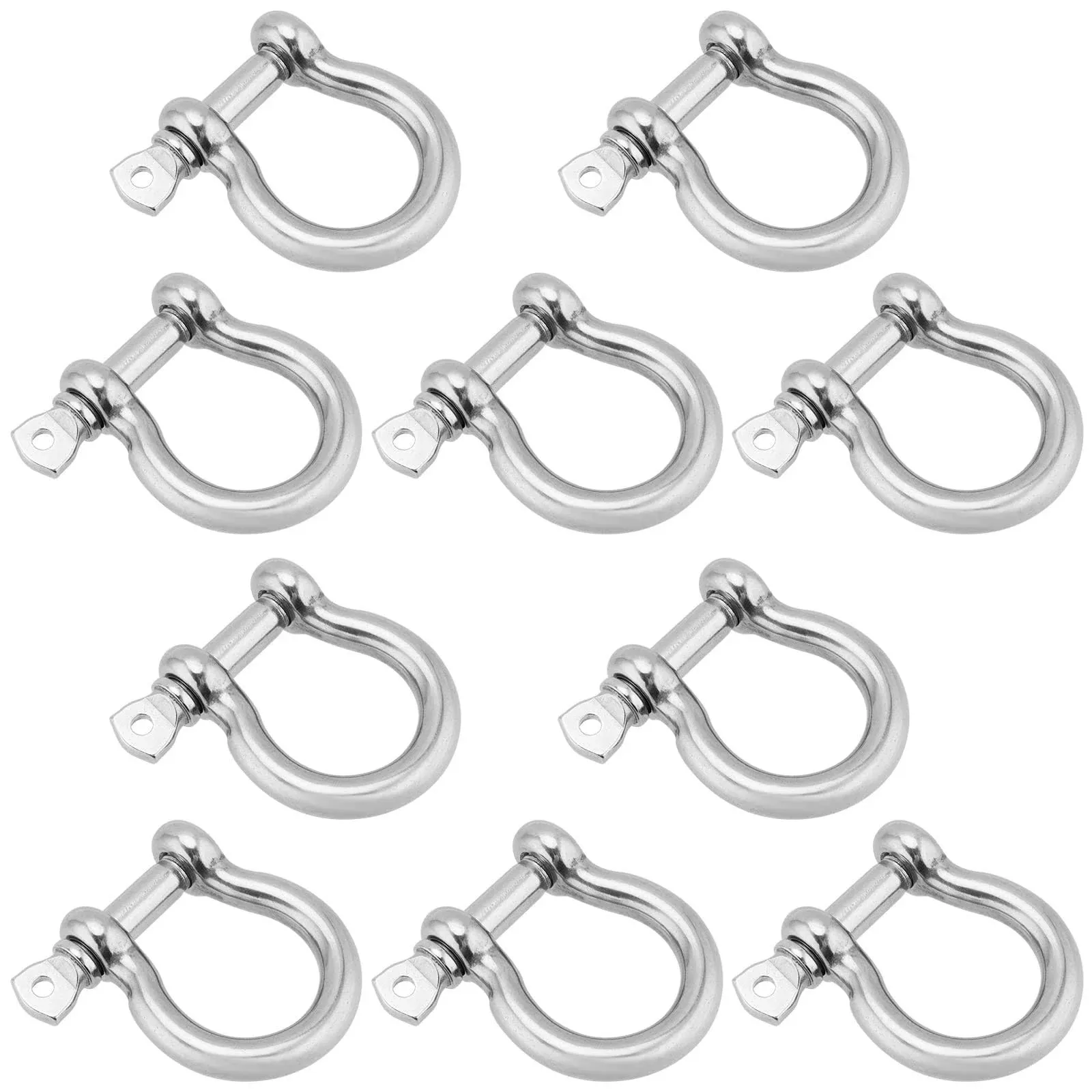 10 Pcs 5/16 Inch 304 Stainless Steel Shackles Screw Pin Anchor Shackle Stainless