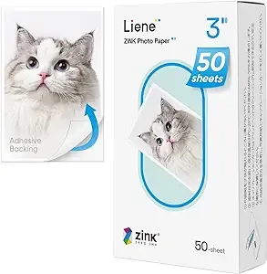 Liene Zink Photo Paper 2x3″ 50 Sheets, Liene Premium Photo Printer Paper w/Adhesive Back, Waterproof, Smudge Proof, Tear Proof, Instant Photo Paper Compatible w/Liene 2x3″ Photo Printer Scrapbook