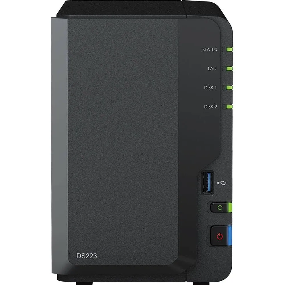 Synology DiskStation DS223 NAS Server with RTD1619B 1.7GHz Cpu, 2GB Memory, 2TB SSD Storage, 1 x 1GbE LAN Port, DSM Operating System