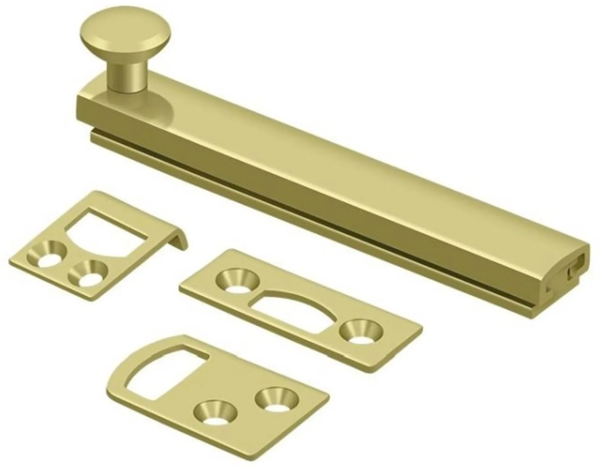 4SBCS3 4" Surface Bolt; Concealed Screw; Heavy Duty; Bright Brass Finish