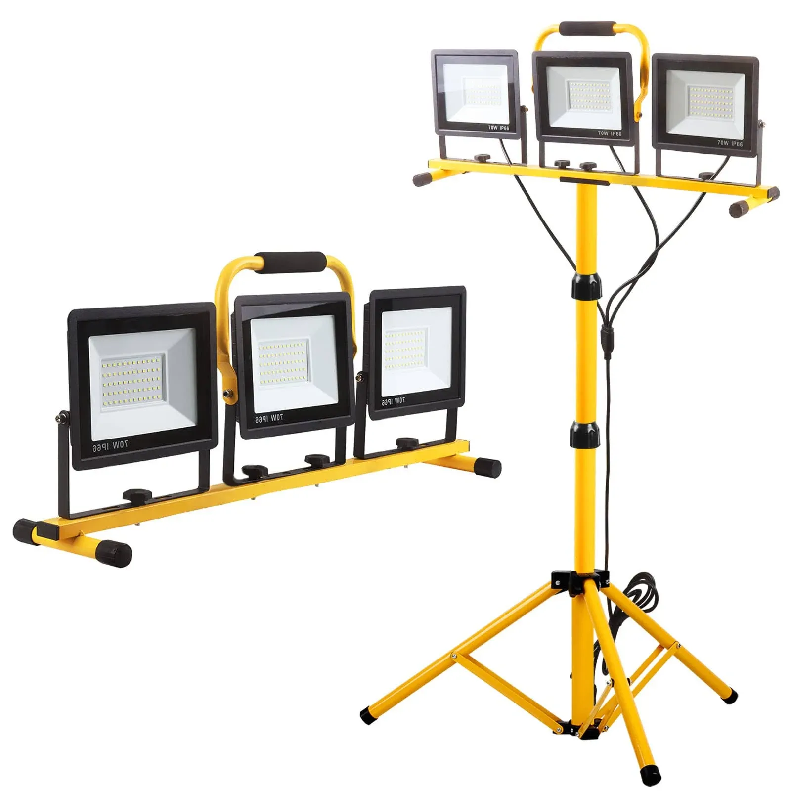 2 Adjustable Head LED Work Light, with Adjustable and Foldable Tripod Stand,