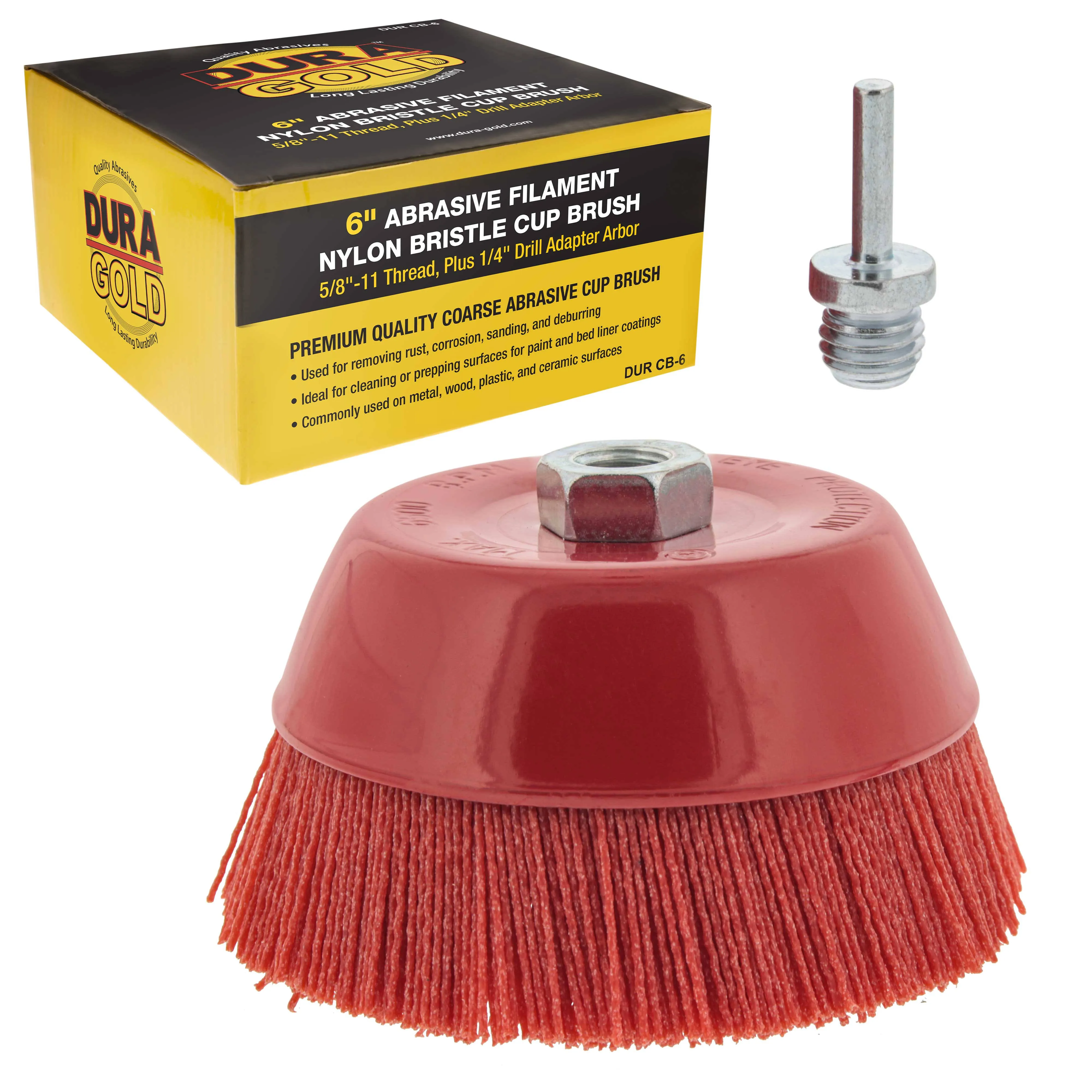 Dura-gold 6 inch Abrasive Filament Nylon Bristle Cup Brush - Coarse Sanding ...