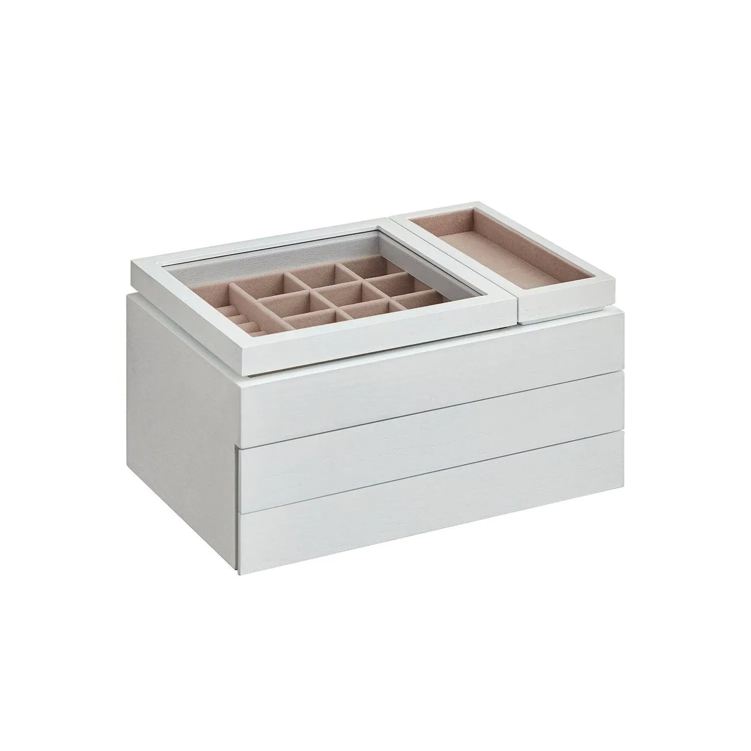 SONGMICS 3-Layer Wooden Jewelry Storage Snow White