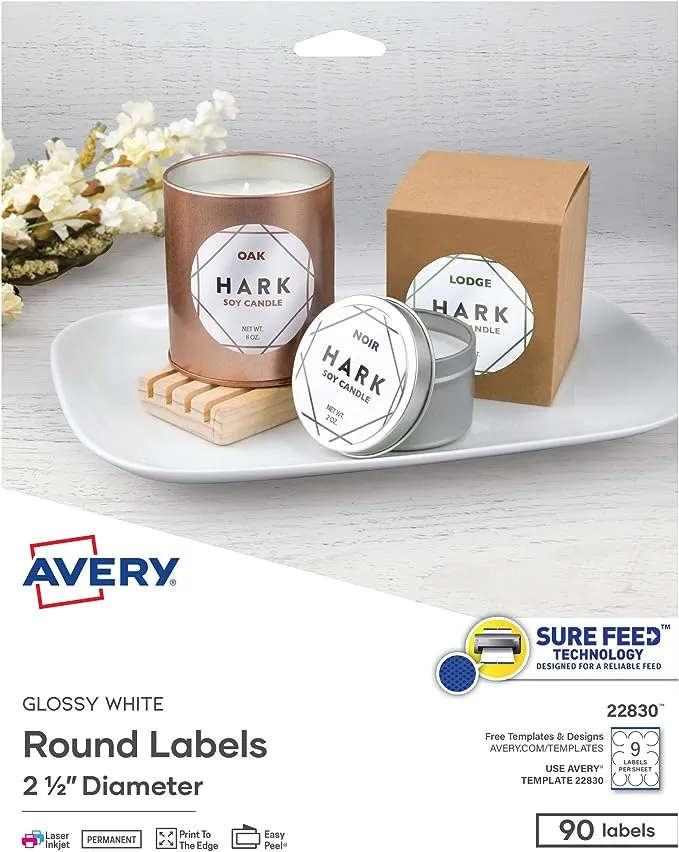 Avery Round Print-to-the Edge Labels with Surefeed