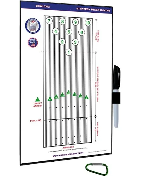 Premium Dry Erase Magnetic Bowling Coaching Coach Board Clipboard - Double-Sided - Made in The USA