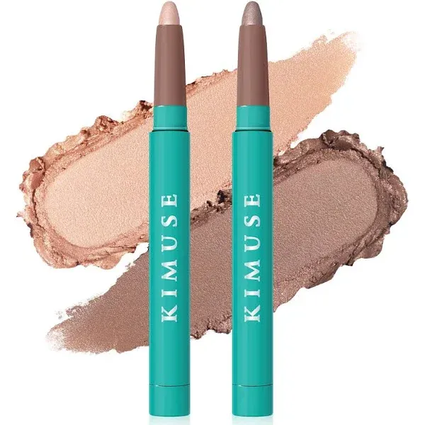 KIMUSE 2PCS Waterproof Eyeshadow Stick Set, Brightener Eyeshadow Pencil Duo, Glitter Highlighter Eye Liner, Shimmer Creamy Long Lasting Eye Makeup