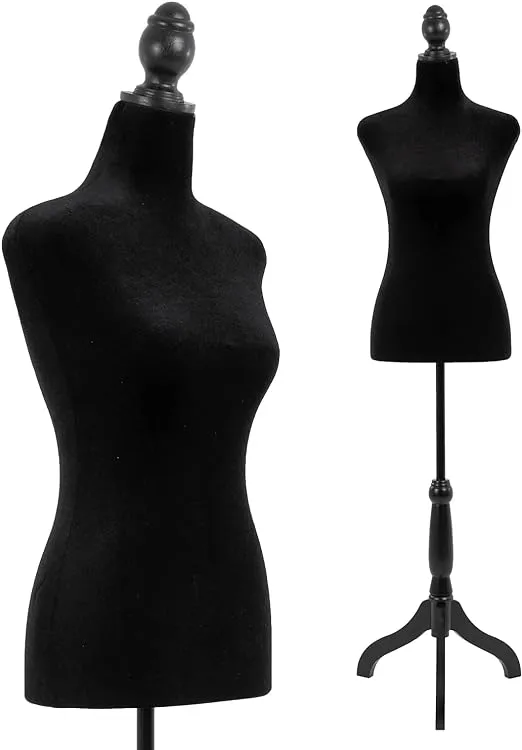 PayLessHere Mannequin Body Dress Form Torso Female Manikin 49.6-63.4 inch Height Adjustable Wooden Tripod Stand High Density Foam Portable Display Mannequin