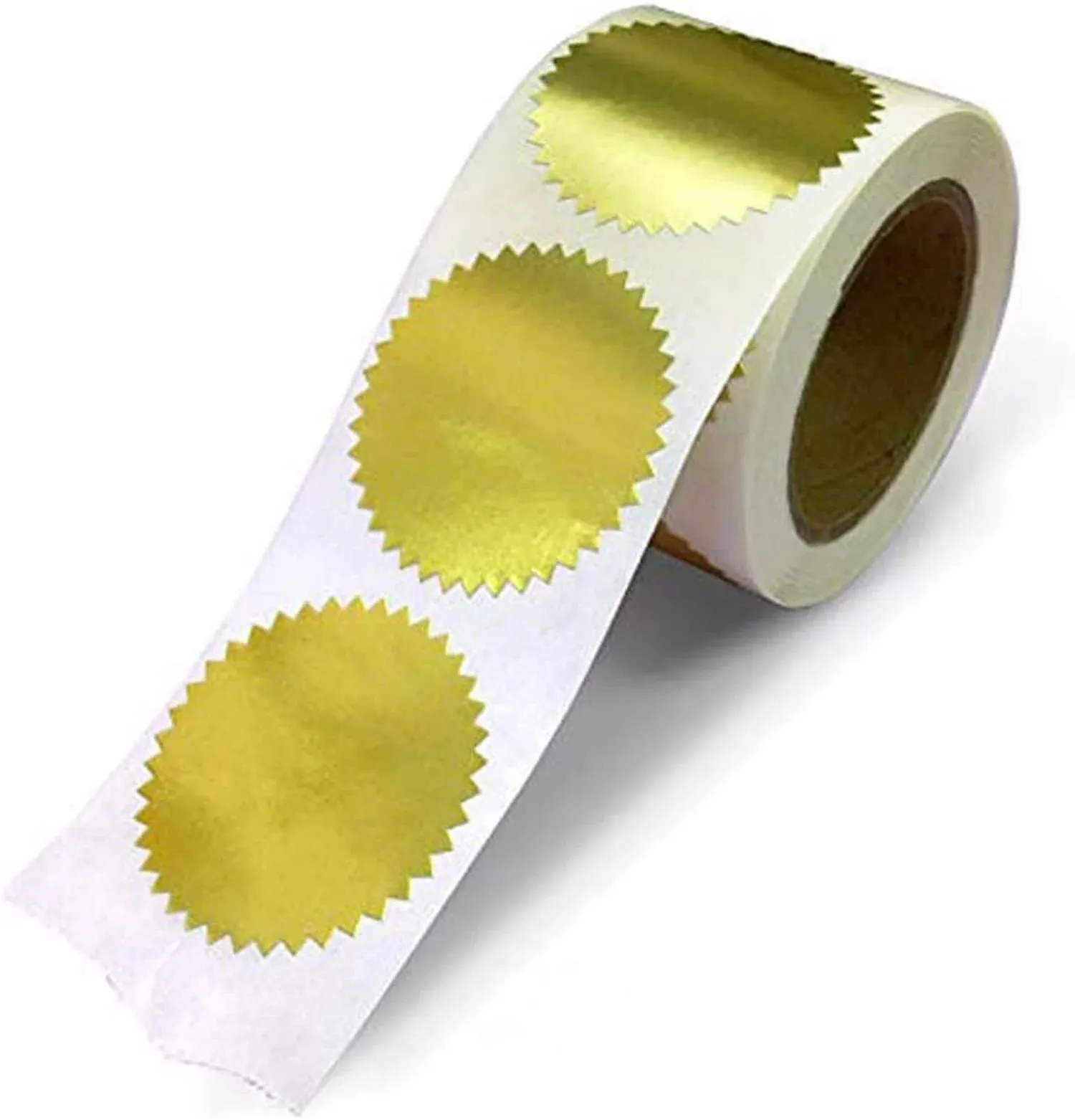 NextDayLabels - 2" Round, Gold Metallic Package, Envelope, Certificate Wafer Seals with Serrated Edge. 250 Stickers Per Roll