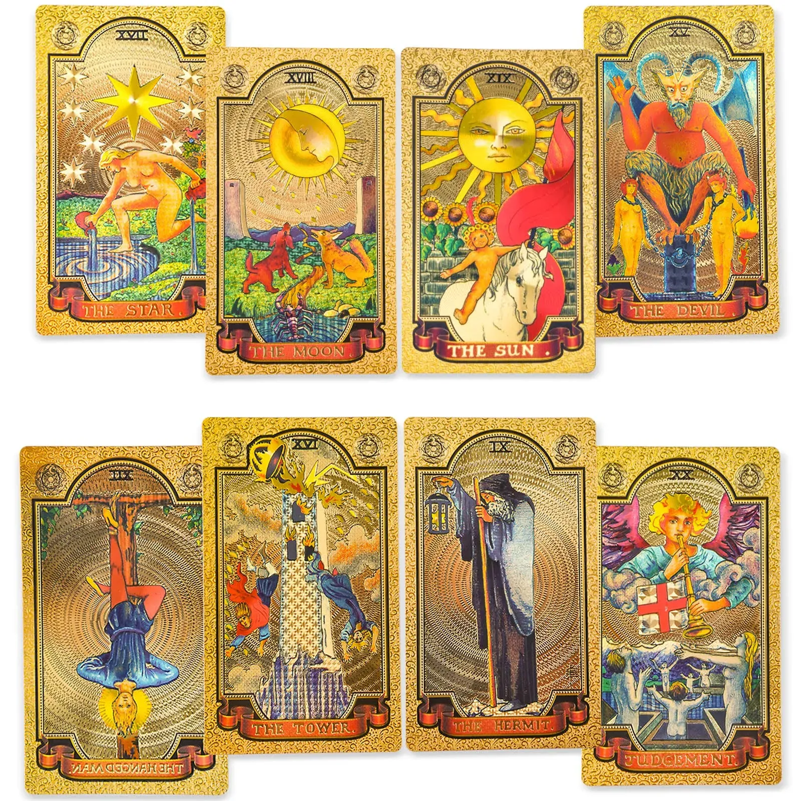 Tarot Cards 78 Luxury Gold foil Tarot Deck with Guide Book Tarot PVC Durable