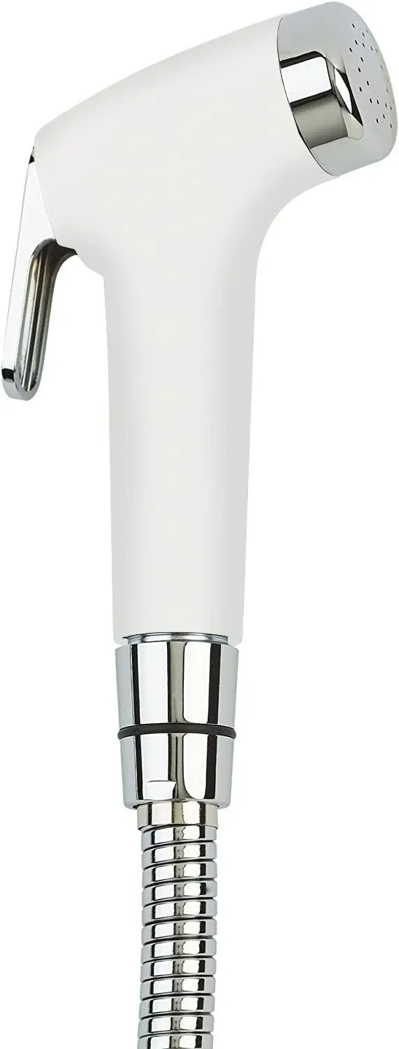 Brondell PS-91W PureSpa Essential Handheld Bidet Sprayer for Toilets, Includes Spiral Metal Hose and Holster, Ambient Temperature, White