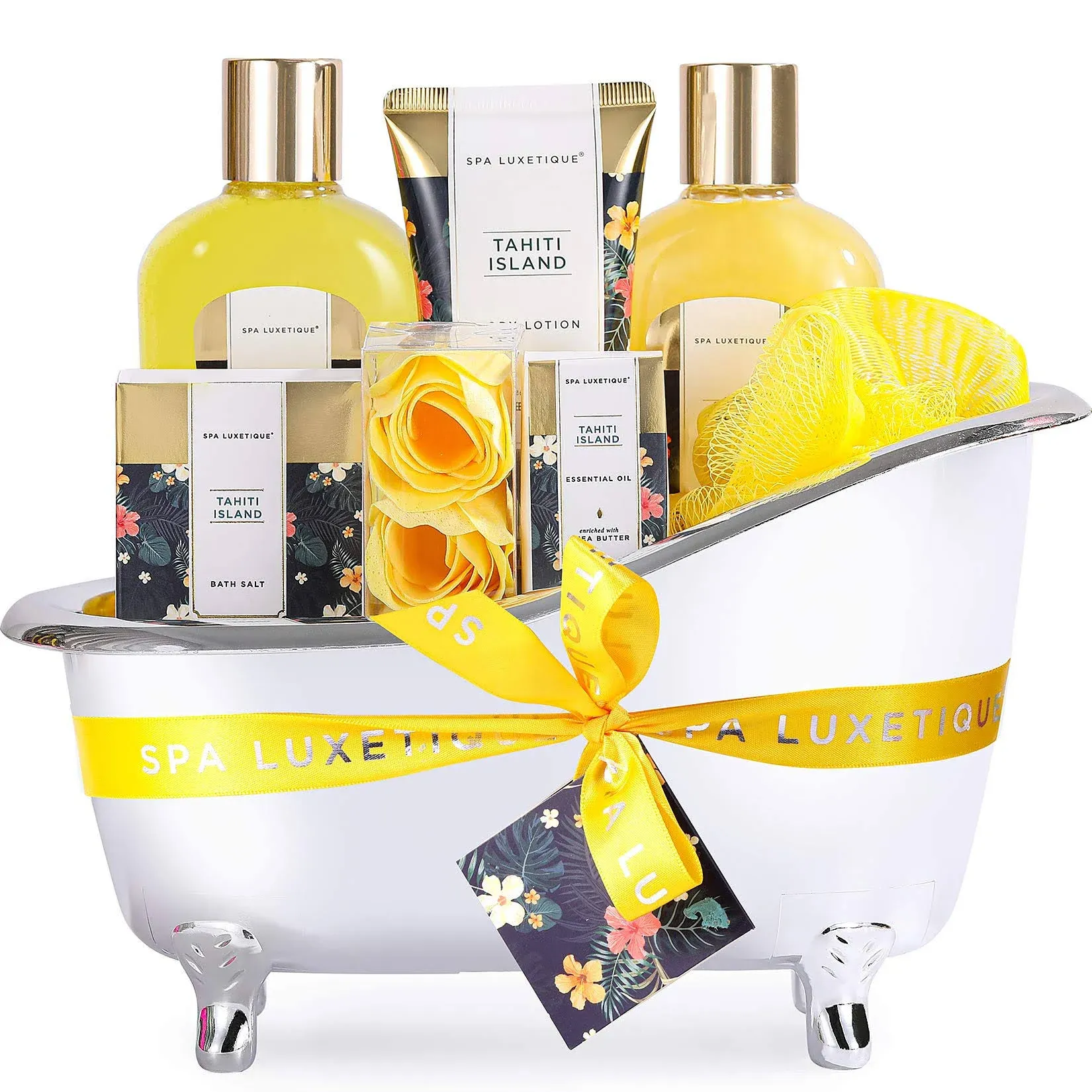 Spa Luxetique Spa Bath Baskets for Women 8pcs Bath Set Spa Bath Gift Set Includes Body Lotion Bubble Bath Bath Salt Essential Oil Mothers Day Gift for