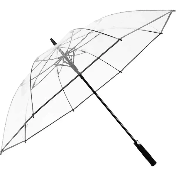 G4Free 62 Inch Clear Golf Umbrella Transparent Auto Open Large Stick Umbrella Oversized Umbrella Windproof Waterproof with Black Sleeve for Women Men