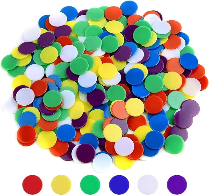 Coopay 900 Pieces Counters Counting Chips Plastic Markers Mixed Colors for Bingo Chips Game Tokens, Contain Orange, Blue, Green, Yellow, Red, Purple Colors