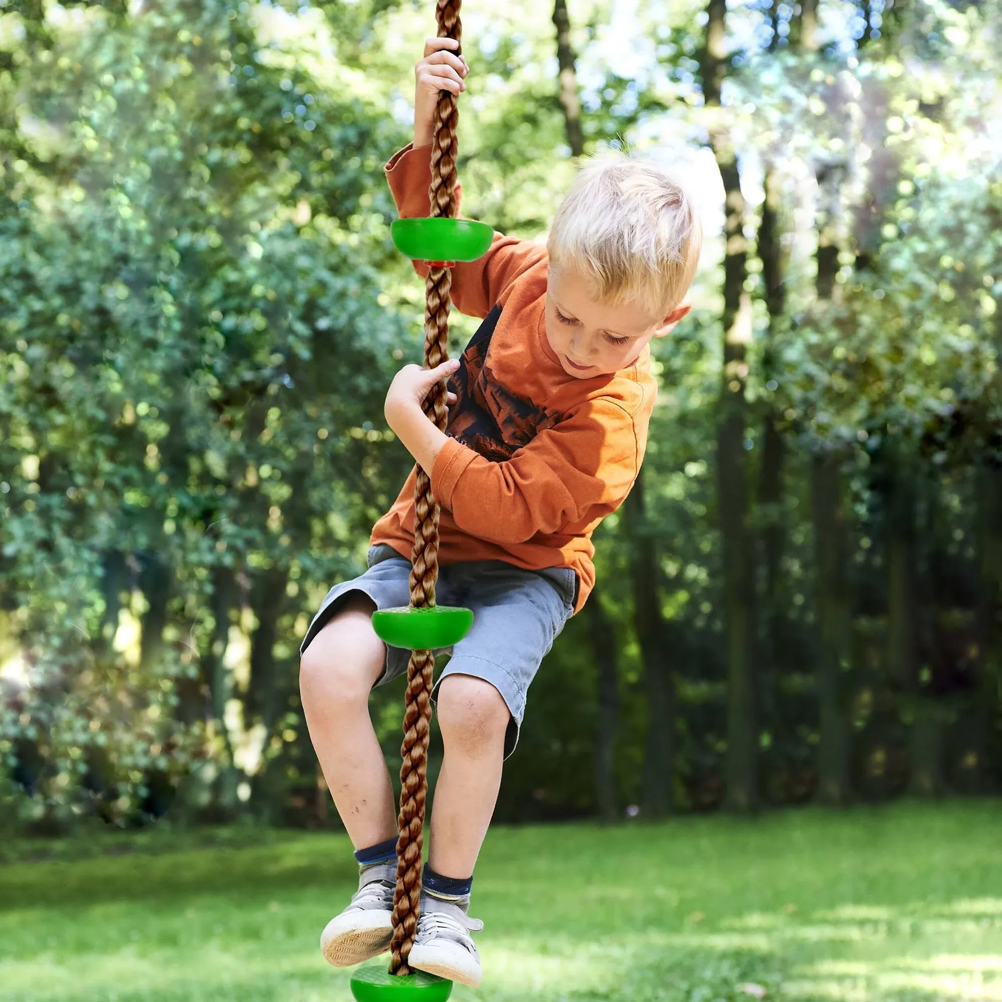 Hey Play Tree Climbing Rope - Outdoor Knotted Ladder and Swing for Kids