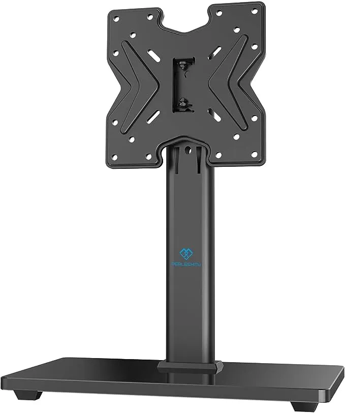 PERLESMITH Swivel Universal TV Stand for 19-43 inch TVs or Monitor, Height Adjustable TV Mount Stand with Tempered Glass Base, Max VESA 200x200mm, Holds up to 44lbs, PSTVS07