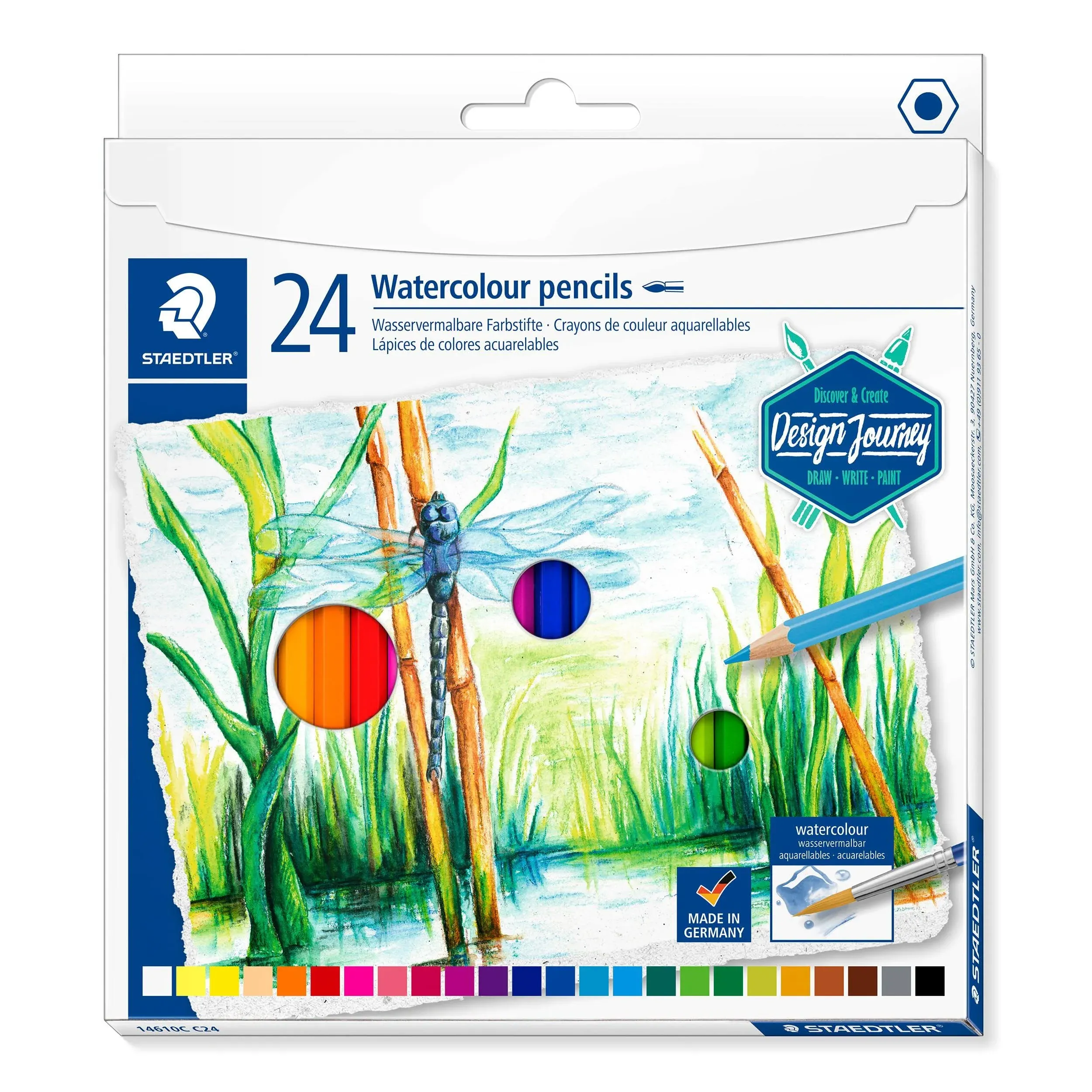 Staedtler Watercolour Aquarell Pencils - Design Journey - Wallet of 24 Colours