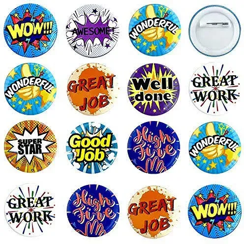 9 Style 90 PCS Reward Button Pins Recognition Button round Pins as Incentive Mot