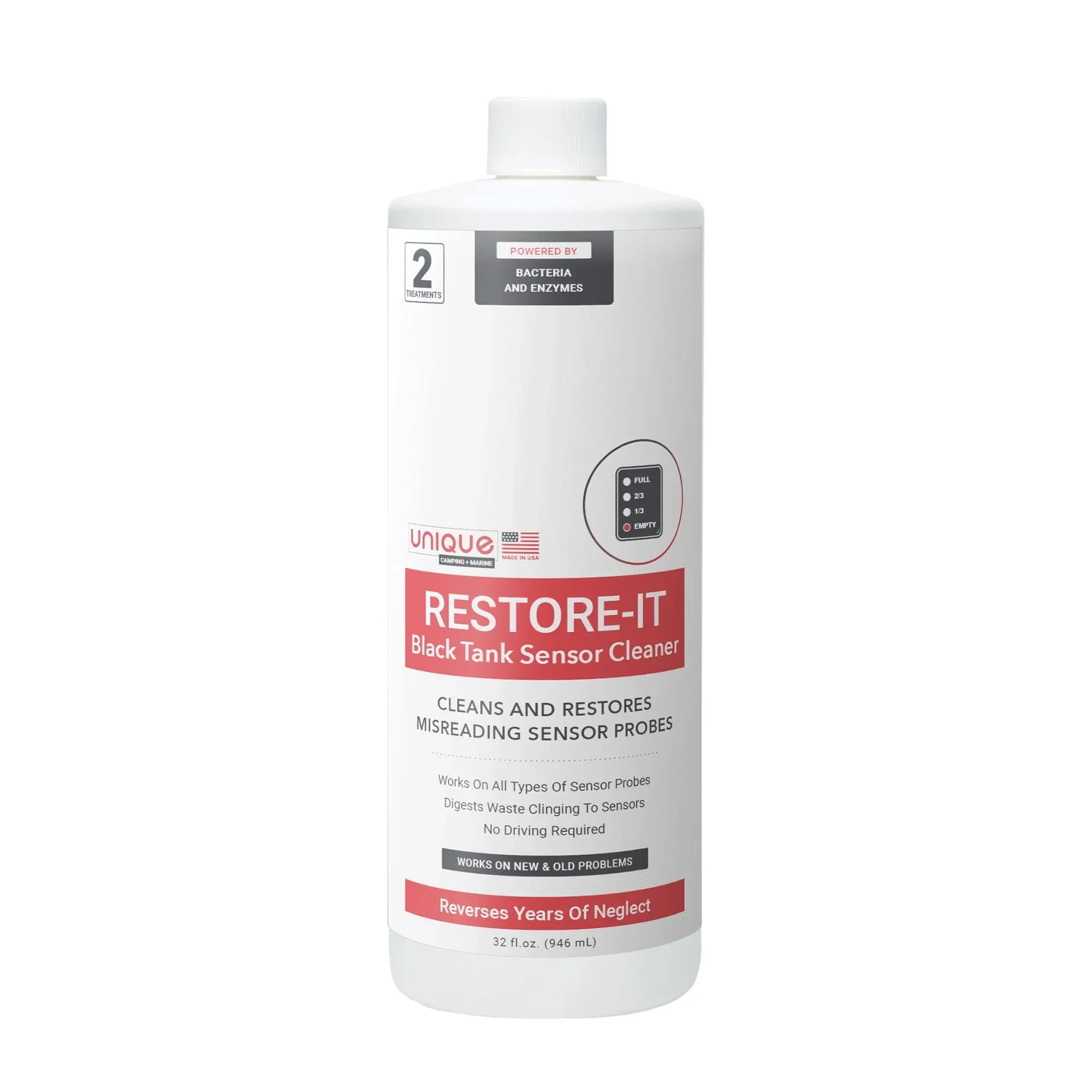 Unique Restore-It RV Sensor Cleaner Liquid for Black Water Holding Tanks - Cleans ...