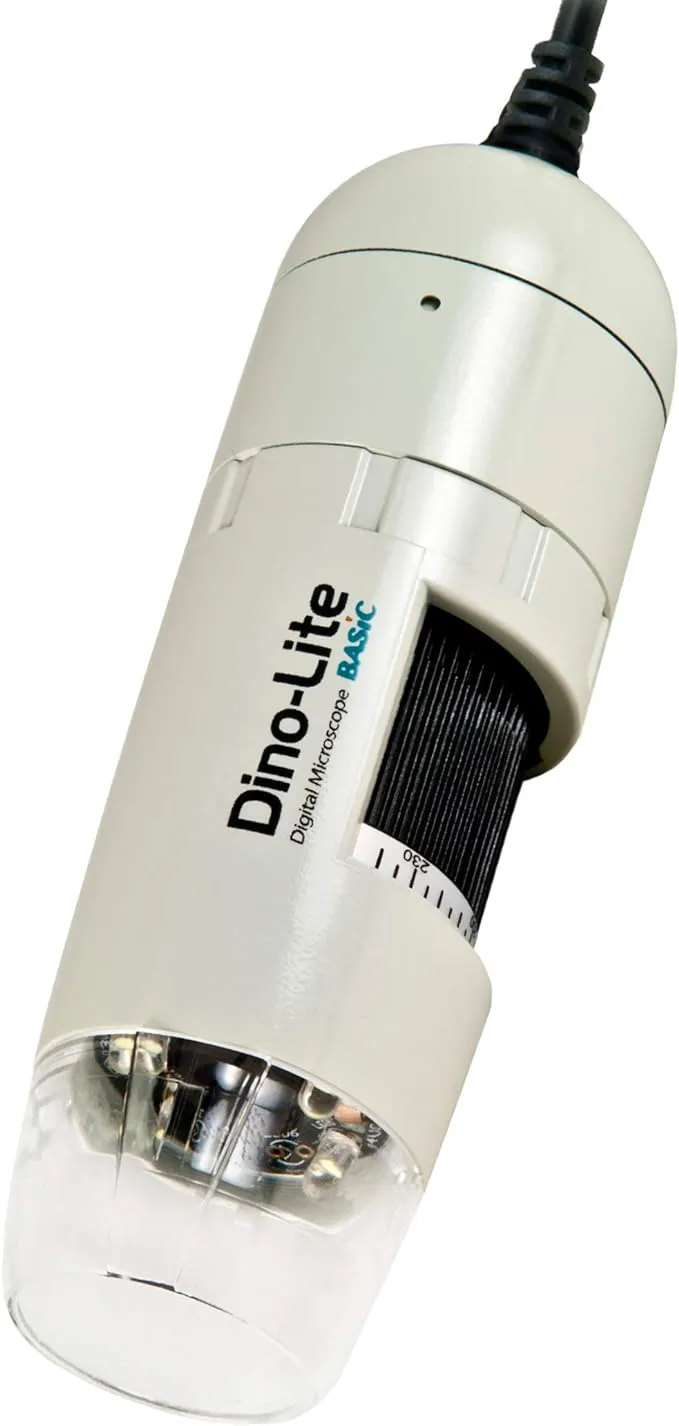 Dino Lite USB Hanheld Digital Microscope, 10x-220x Magnification 0.3MP/1.3MP/5.0MP True Resolution, Windows/Mac/iOS/Android Software Included, Supports PC, Tablet, Mobile Devices