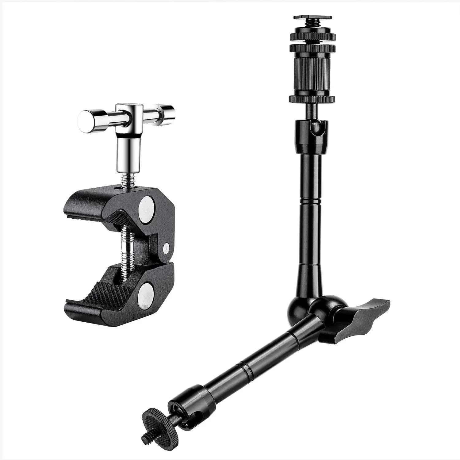 Fomito 11 inch Articulating Magic Arm + Super Clamp for DSLR Rig Camera Black 