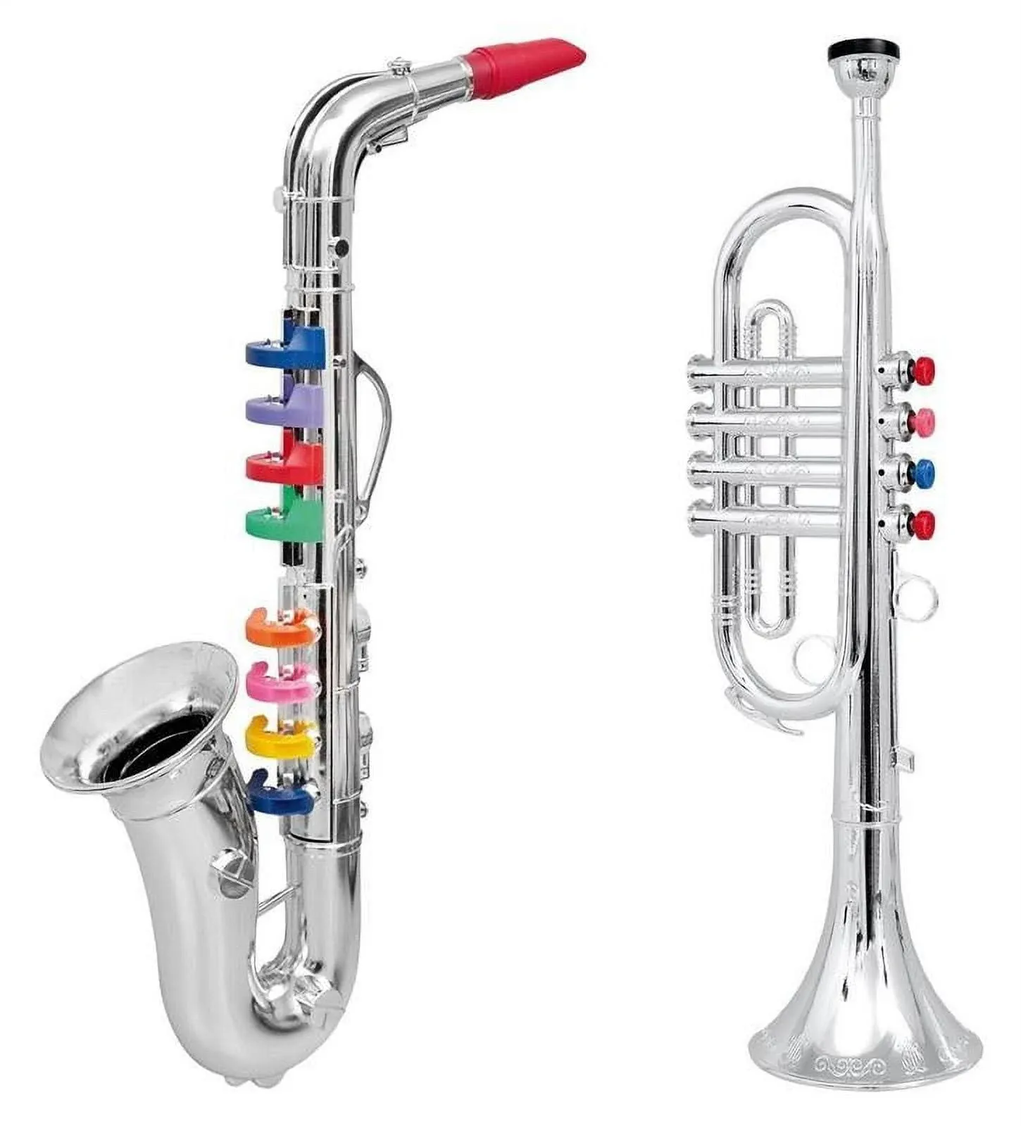 Click N&#039; Play Toy Trumpet and Toy Saxophone Set for Kids - Create Real Music - S