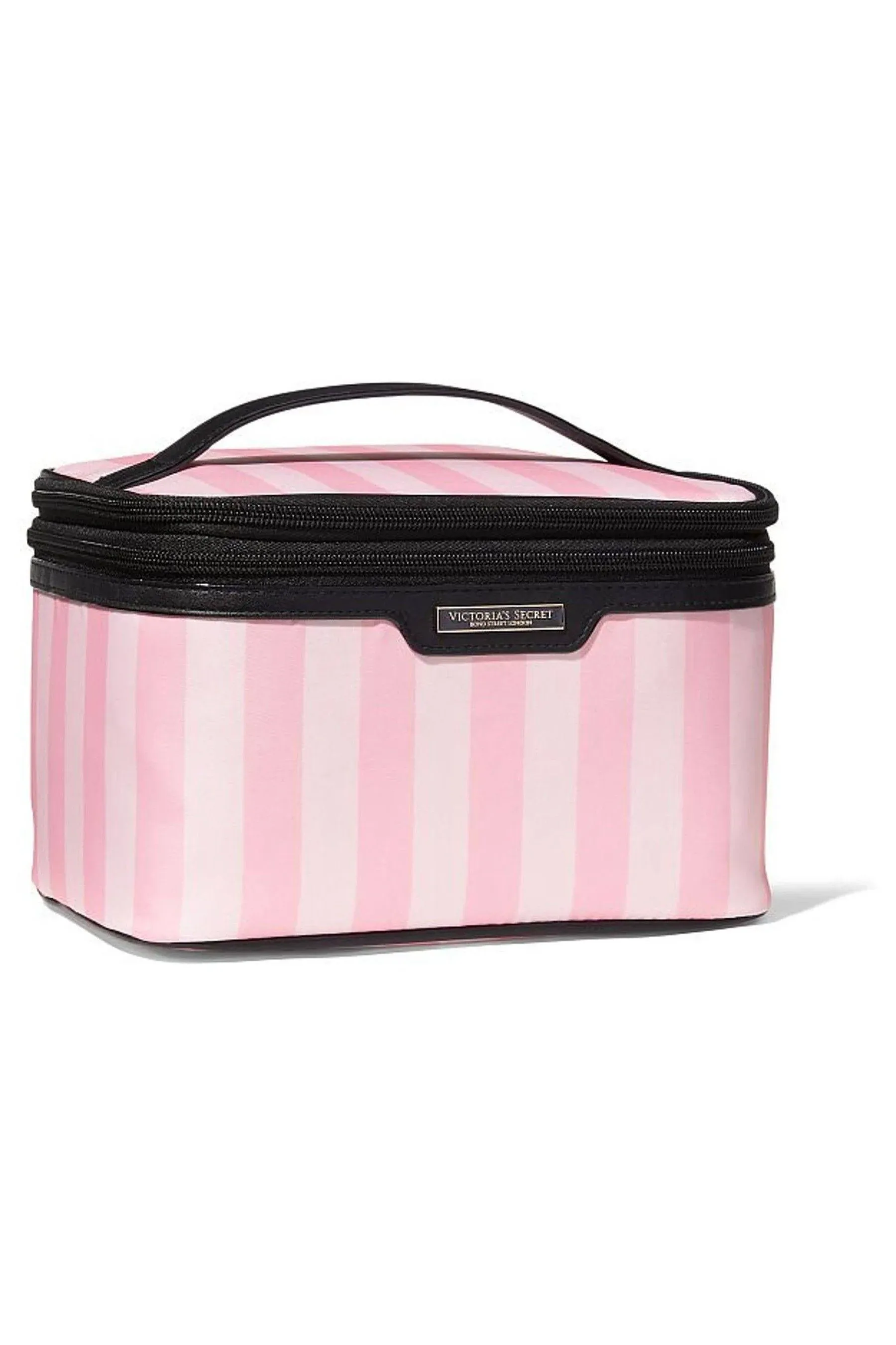 NEW Victoria Secret Train Case Cosmetic Travel Pink Stripe NWT