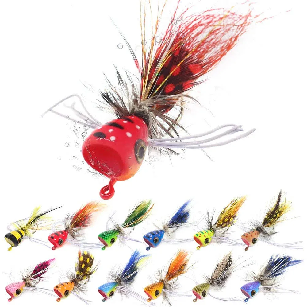 Popper-Flies-F<wbr/>or-Fly-Fishing<wbr/>-Topwater-Bass<wbr/>-Panfish-Blueg<wbr/>ill Poppers Fl