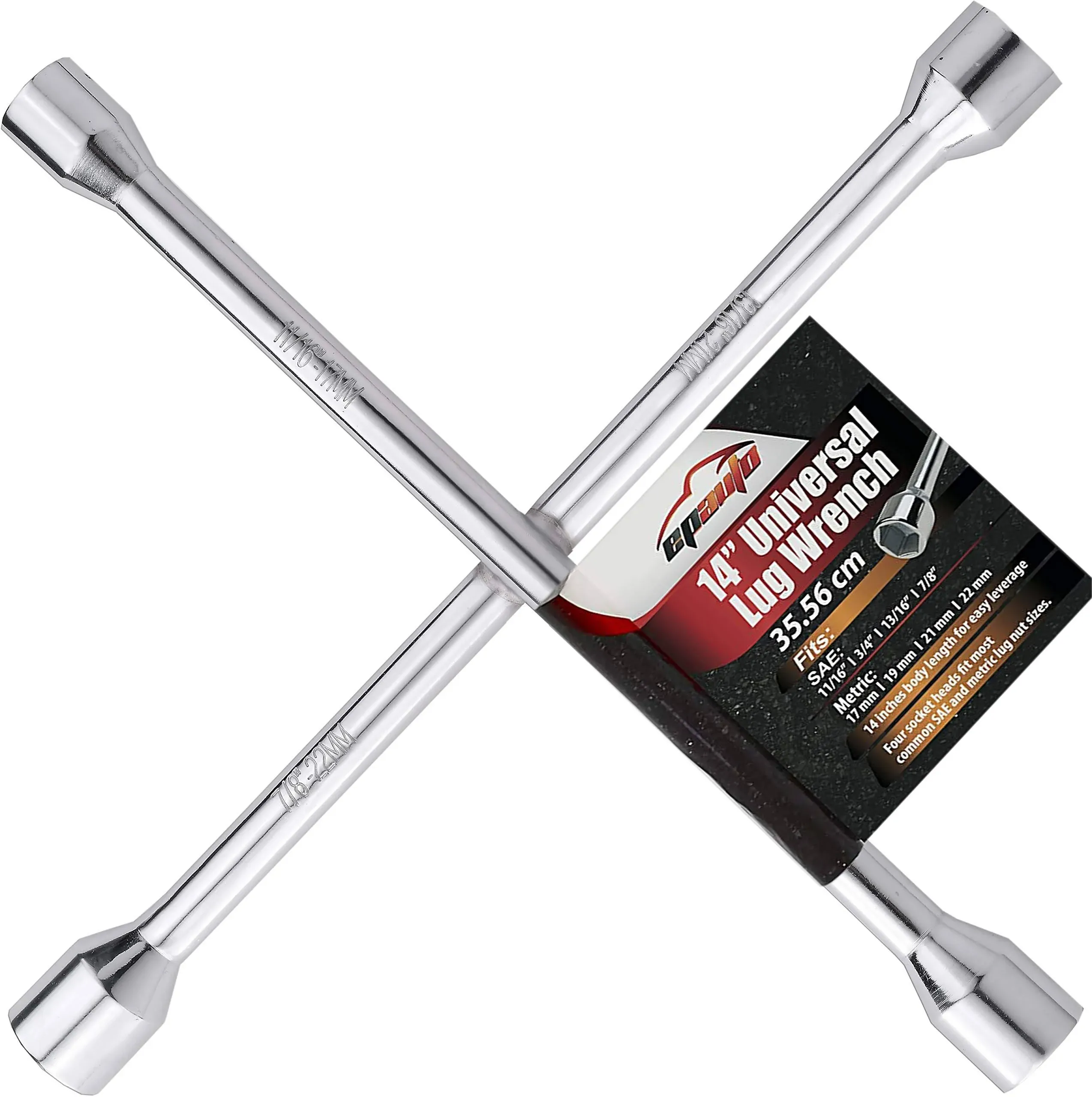 Epauto 14" Heavy Duty Universal Lug Wrench 4-Way Cross Wrench