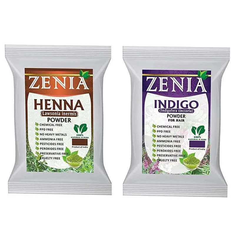 100g Pure Zenia Indigo + 100g Henna Powder Hair Color Kit Combo Pack