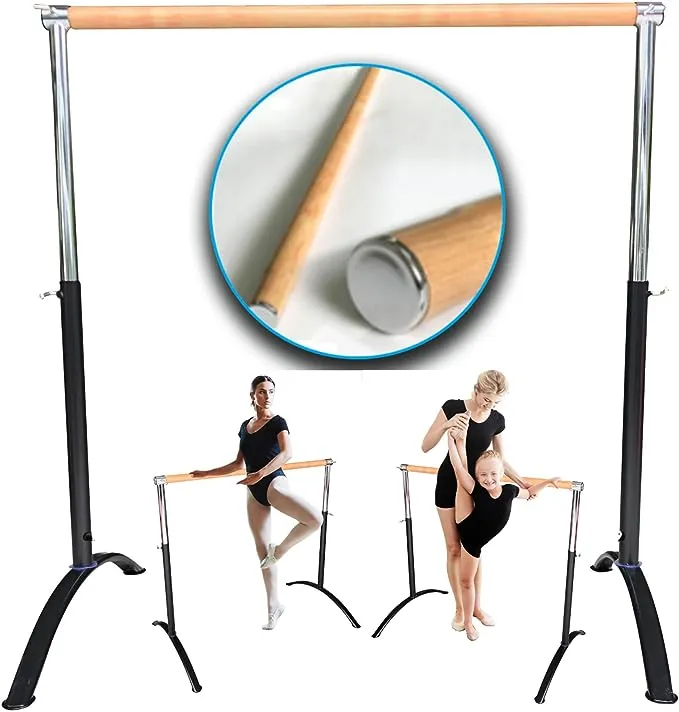 Ballet Barre Portable for Home or Studio, Height Adjustable Bar for Stretch, Pilates, Dance or Active Workouts, Single or Double Bar, Kids and Adults