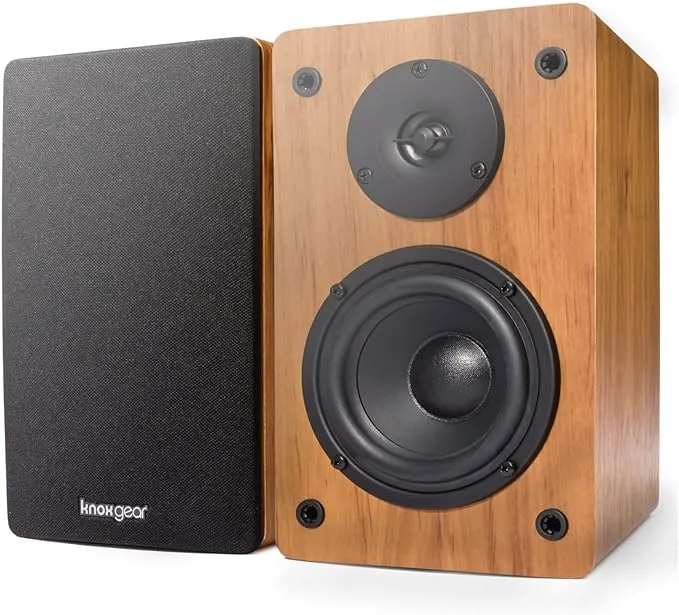 Knox Gear LP1 Powered Bluetooth Bookshelf Speaker Pair Wood Finish