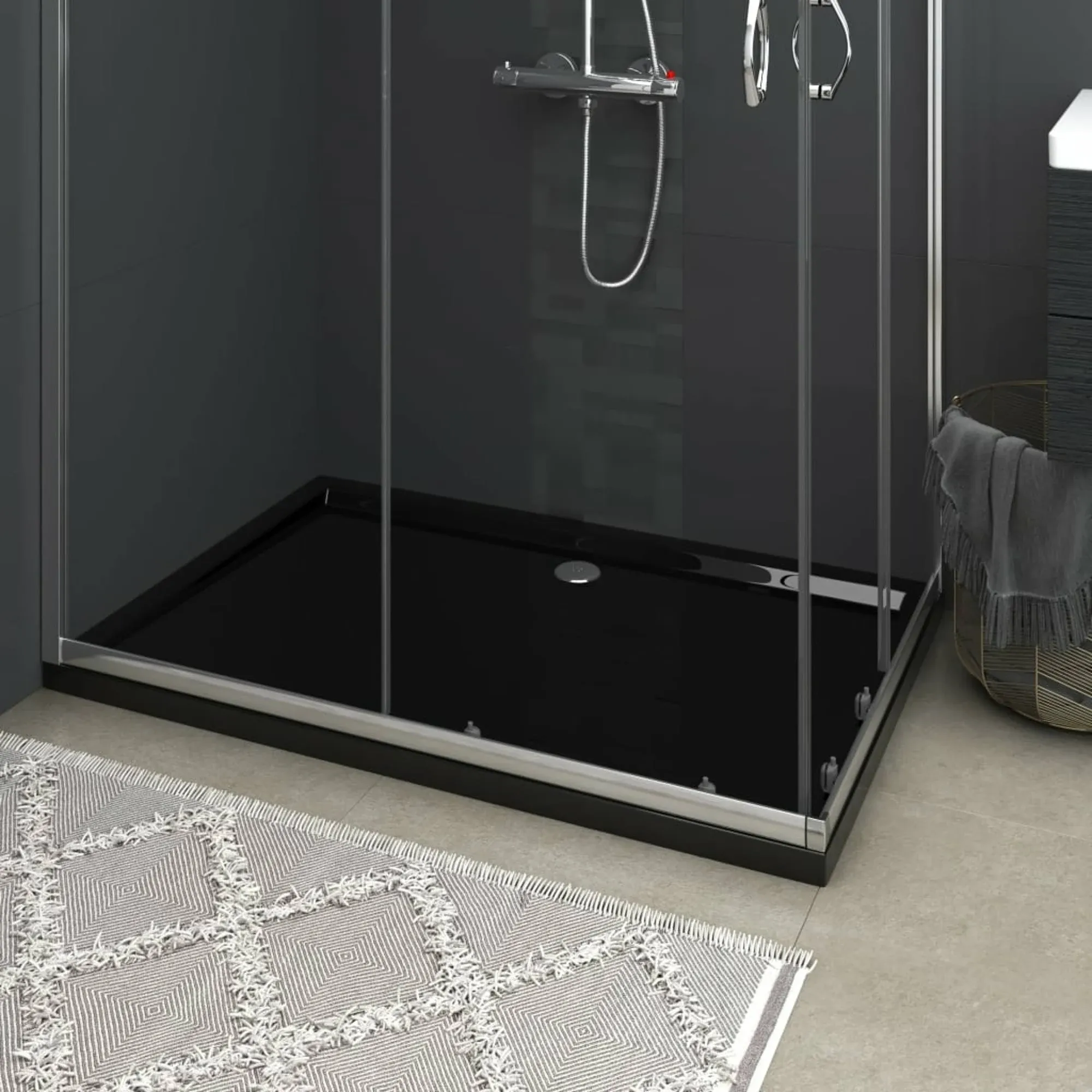 Vidaxl Rectangular ABS Shower Base Tray Black 31.5"x47.2"