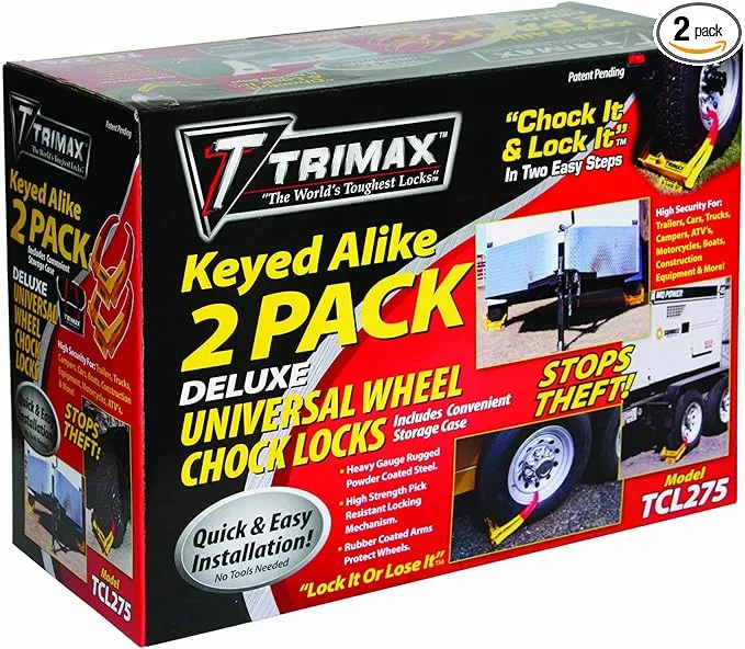 Trimax TCL265 Small Deluxe Keyed Alike Wheel Chock Lock, (Pack of 2)