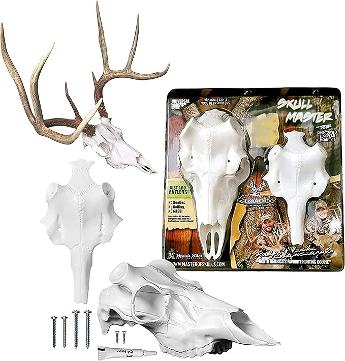 Mountain Mike’s White Skull Master Antler Mounting Kit | Compatible with Harvested and Shed Antlers | for Antlers Over 5" Antler Base (Large)