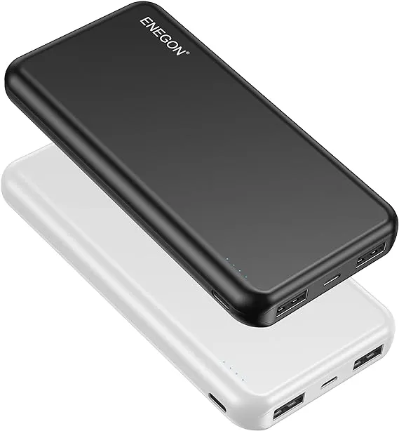 ENEGON 2-Pack Portable Charger Power Bank 10000mAh, The Phone Charger Battery with USB C Input and Dual USB Output for iPhone 14, iPad, Galaxy S22, Pixel, Tablets and etc