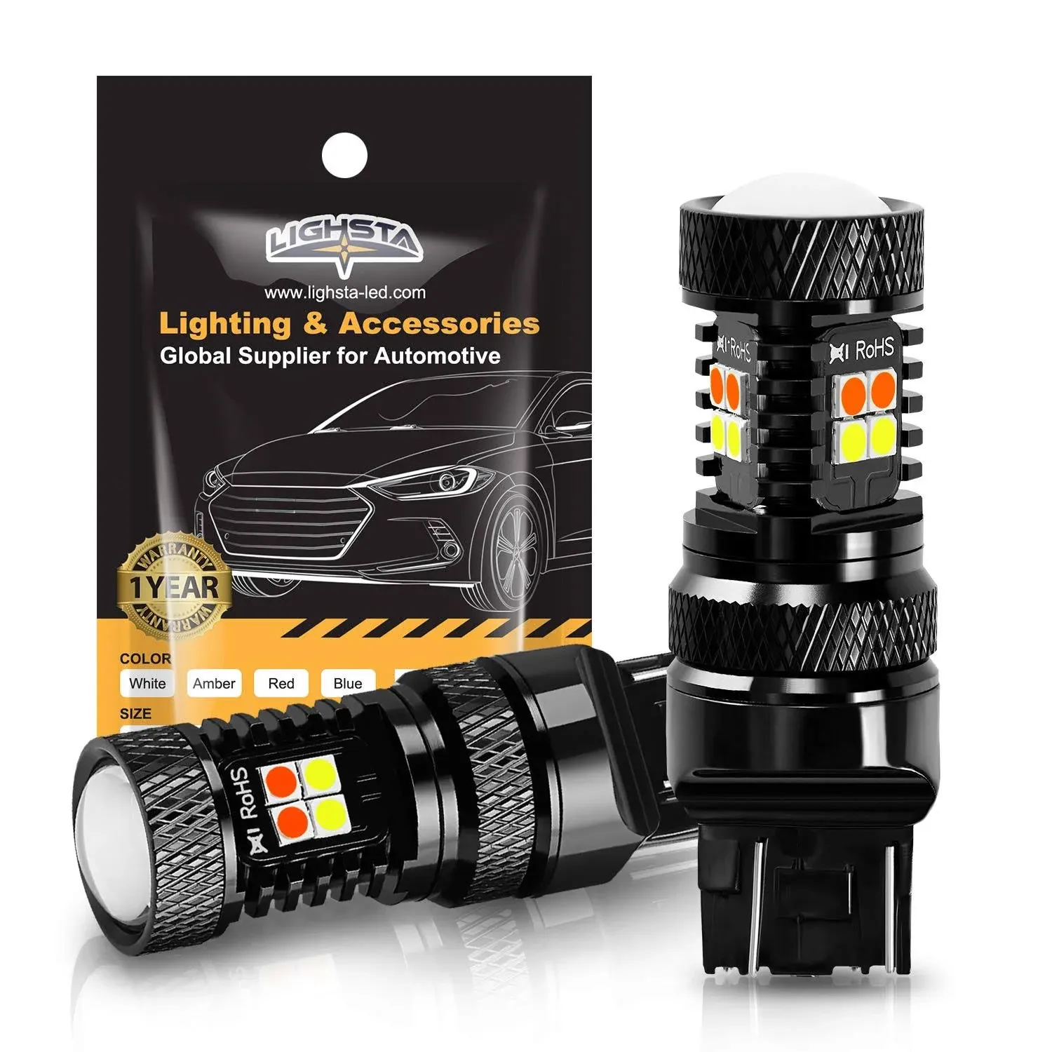 7443 7444na 7441 7440 T20 Switchback Led Bulbs Extremely Bright White/amber Yell