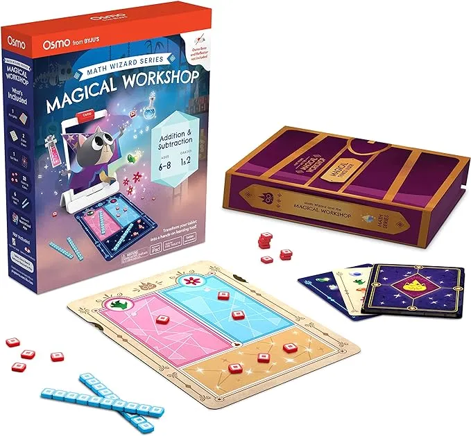 Osmo - Math Wizard and the Magical Workshop for iPad & Fire Tablet - Ages 6-8/Grades 1-2 -Addition & Subtraction-Curriculum-Inspired-STEM Toy Gifts for Kids,Boy & Girl-Ages 6 7 8 (Osmo Base Required)