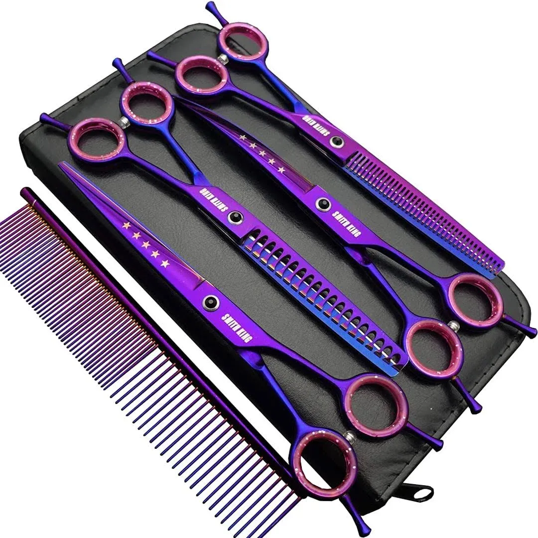 Smithking 7.0 Inches Professional Dog Grooming Scissors Set Straight & Thinning ...