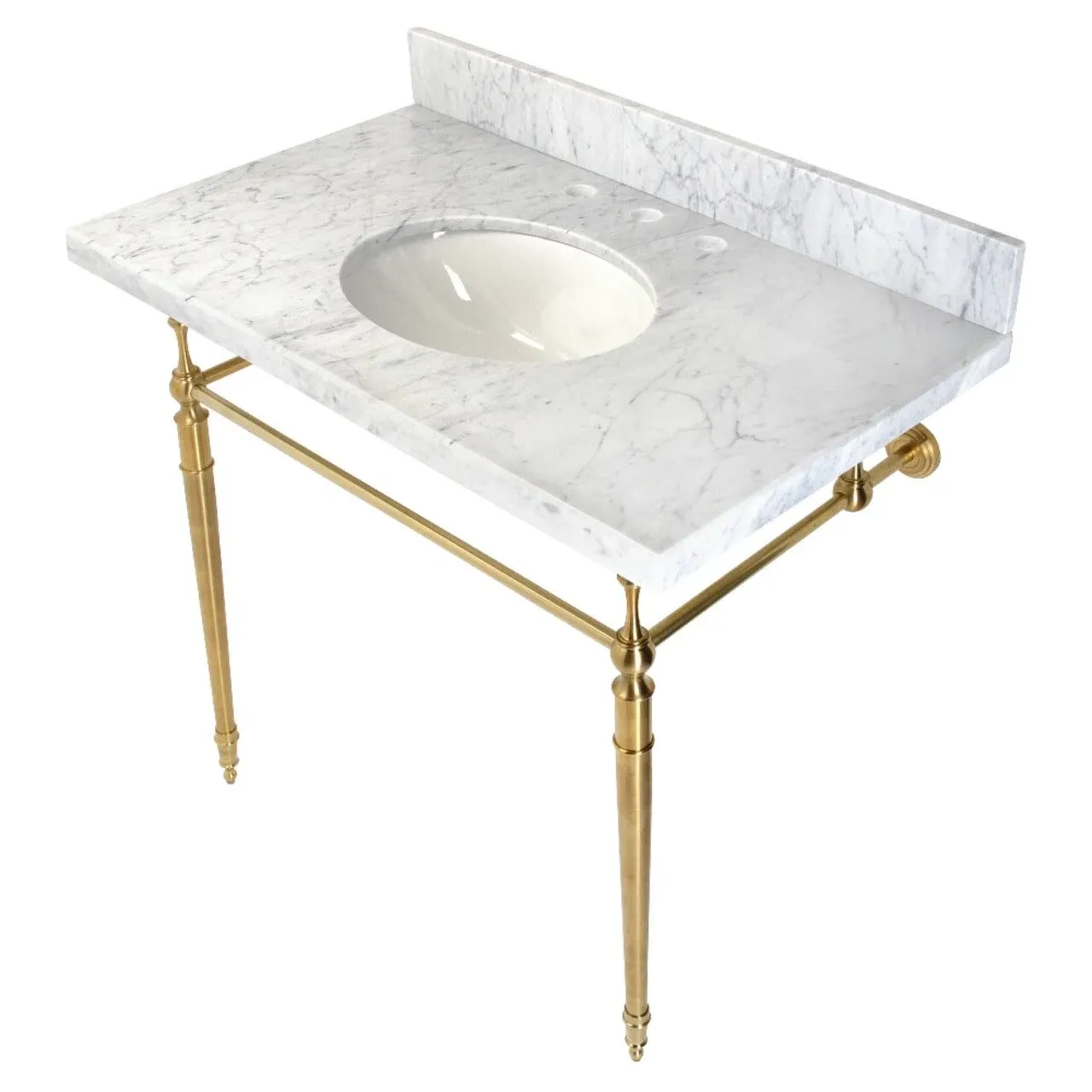 Kingston Brass KVPB3622M87 36 in. Edwardian Console Sink with Brass Legs - 8 in ...